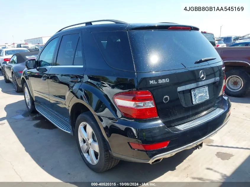 2010 Mercedes-Benz Ml 350 4Matic VIN: 4JGBB8GB1AA545169 Lot: 40520315