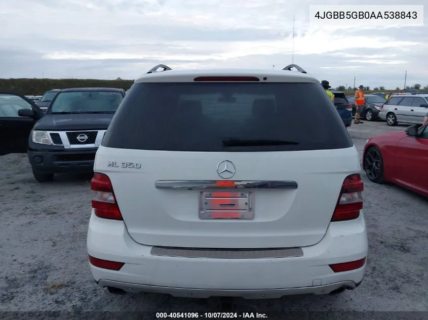 2010 Mercedes-Benz Ml 350 VIN: 4JGBB5GB0AA538843 Lot: 40541096