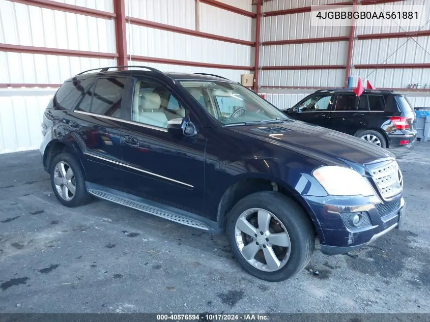 2010 Mercedes-Benz Ml 350 4Matic VIN: 4JGBB8GB0AA561881 Lot: 40576594