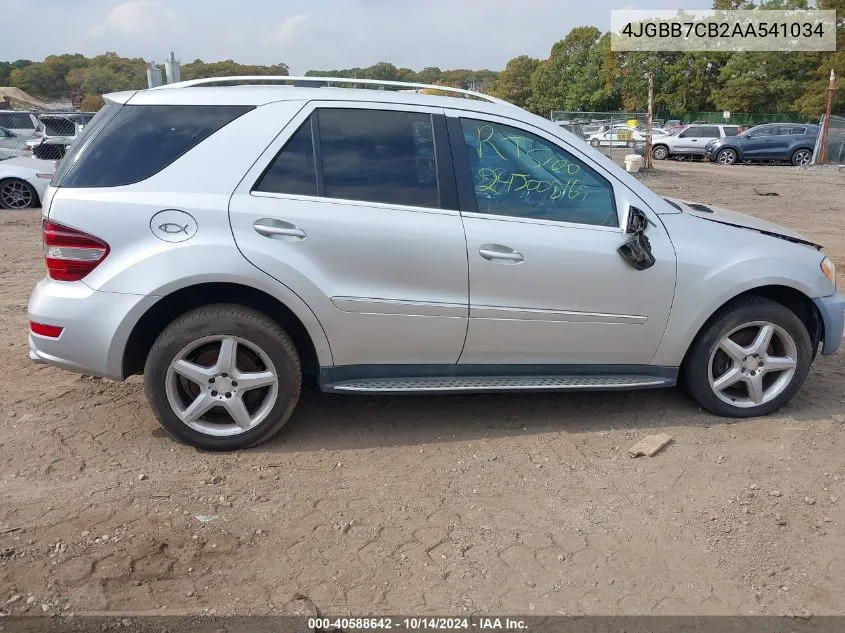 2010 Mercedes-Benz Ml 550 4Matic VIN: 4JGBB7CB2AA541034 Lot: 40588642