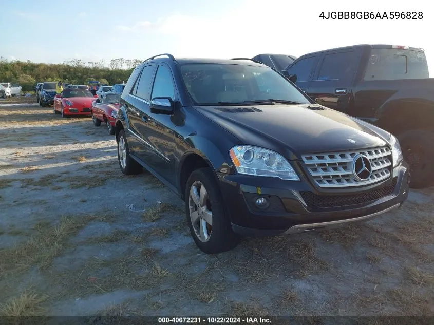 2010 Mercedes-Benz Ml 350 4Matic VIN: 4JGBB8GB6AA596828 Lot: 40672231