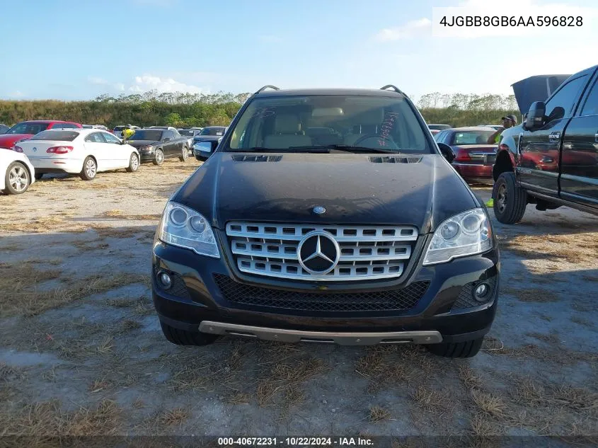 2010 Mercedes-Benz Ml 350 4Matic VIN: 4JGBB8GB6AA596828 Lot: 40672231