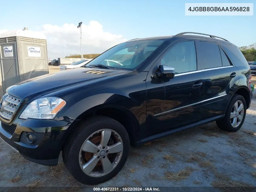 2010 Mercedes-Benz Ml 350 4Matic VIN: 4JGBB8GB6AA596828 Lot: 40672231