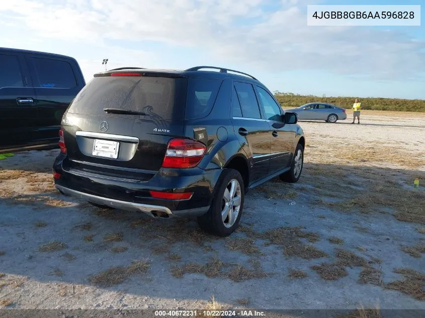 2010 Mercedes-Benz Ml 350 4Matic VIN: 4JGBB8GB6AA596828 Lot: 40672231