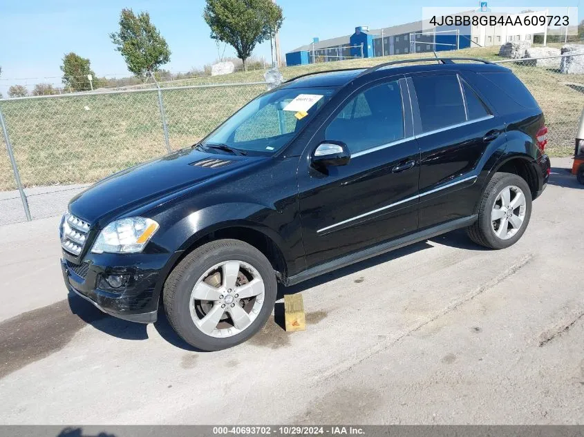 2010 Mercedes-Benz Ml 350 4Matic VIN: 4JGBB8GB4AA609723 Lot: 40693702