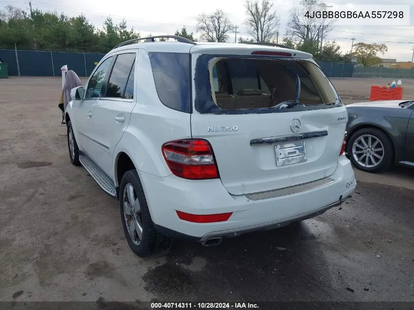 2010 Mercedes-Benz Ml 350 4Matic VIN: 4JGBB8GB6AA557298 Lot: 40714311