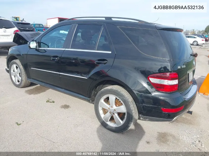 2010 Mercedes-Benz Ml 350 4Matic VIN: 4JGBB8GB9AA532136 Lot: 40769142