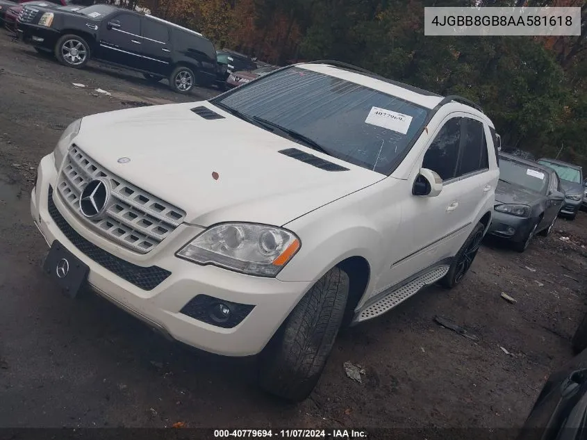 2010 Mercedes-Benz Ml 350 4Matic VIN: 4JGBB8GB8AA581618 Lot: 40779694