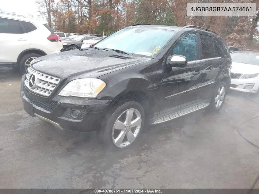 2010 Mercedes-Benz Ml 350 4Matic VIN: 4JGBB8GB7AA574661 Lot: 40788751