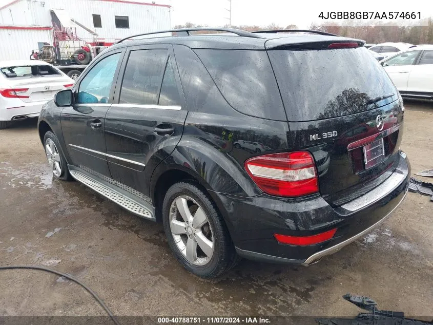 2010 Mercedes-Benz Ml 350 4Matic VIN: 4JGBB8GB7AA574661 Lot: 40788751