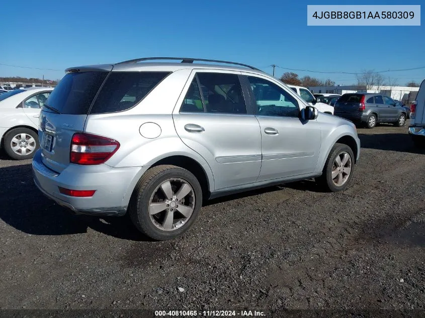 2010 Mercedes-Benz Ml 350 4Matic VIN: 4JGBB8GB1AA580309 Lot: 40810465