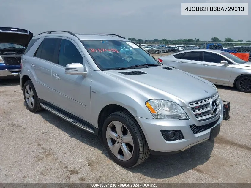 2011 Mercedes-Benz Ml 350 Bluetec 4Matic VIN: 4JGBB2FB3BA729013 Lot: 39371238