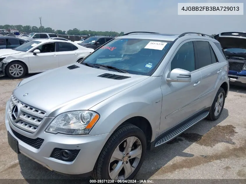 2011 Mercedes-Benz Ml 350 Bluetec 4Matic VIN: 4JGBB2FB3BA729013 Lot: 39371238