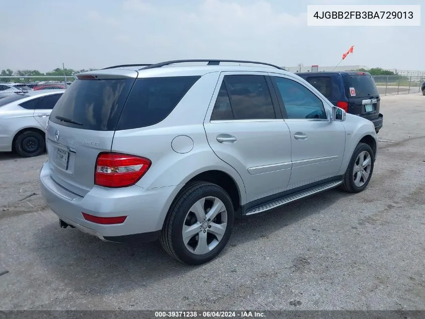 2011 Mercedes-Benz Ml 350 Bluetec 4Matic VIN: 4JGBB2FB3BA729013 Lot: 39371238