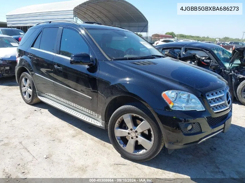 2011 Mercedes-Benz Ml 350 VIN: 4JGBB5GBXBA686273 Lot: 40308664