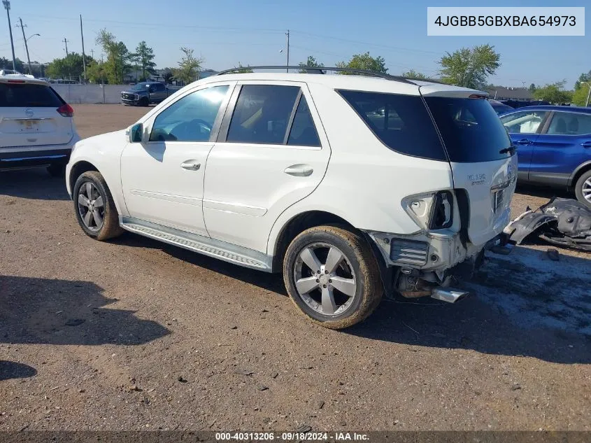 2011 Mercedes-Benz M-Class Ml 350 VIN: 4JGBB5GBXBA654973 Lot: 40313206