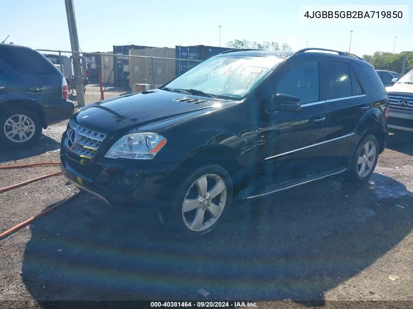 2011 Mercedes-Benz Ml 350 VIN: 4JGBB5GB2BA719850 Lot: 40381464