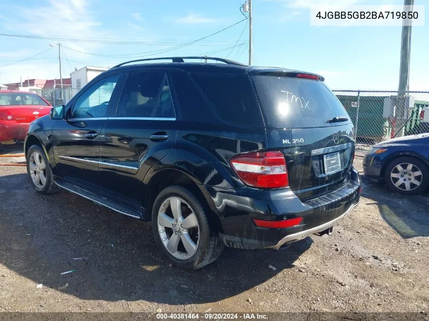 2011 Mercedes-Benz Ml 350 VIN: 4JGBB5GB2BA719850 Lot: 40381464