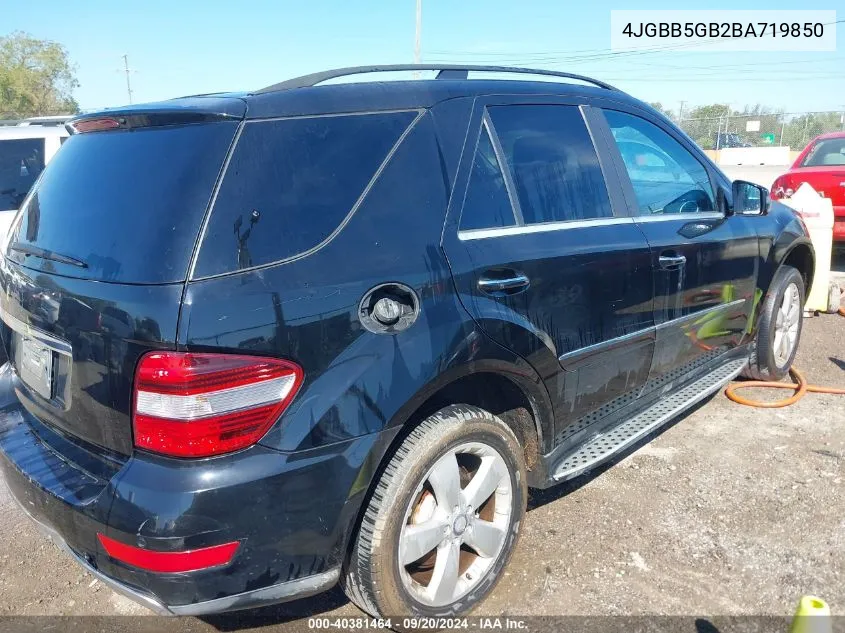 2011 Mercedes-Benz Ml 350 VIN: 4JGBB5GB2BA719850 Lot: 40381464