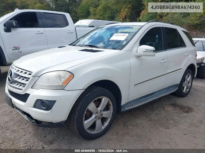 2011 Mercedes-Benz Ml 350 4Matic VIN: 4JGBB8GB9BA674360 Lot: 40469598