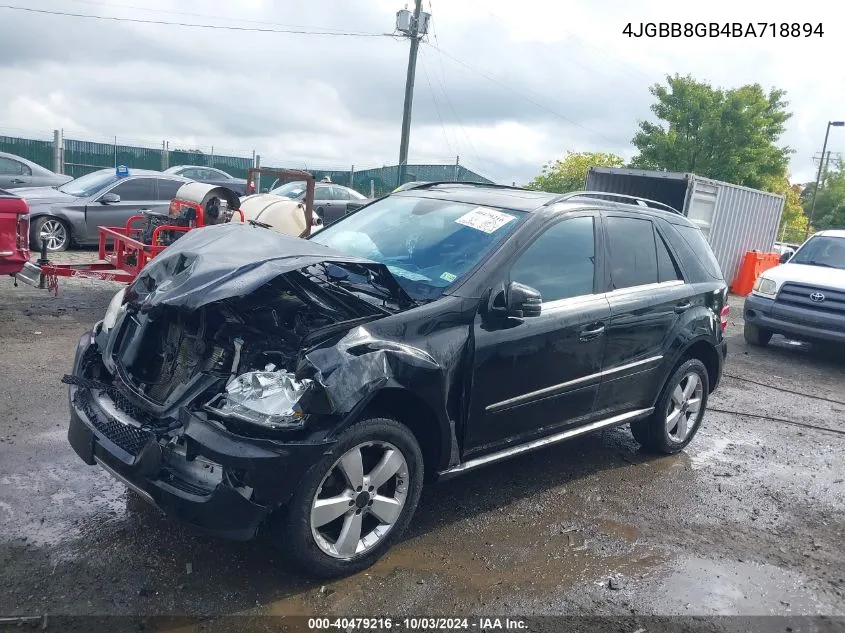 2011 Mercedes-Benz Ml 350 4Matic VIN: 4JGBB8GB4BA718894 Lot: 40479216