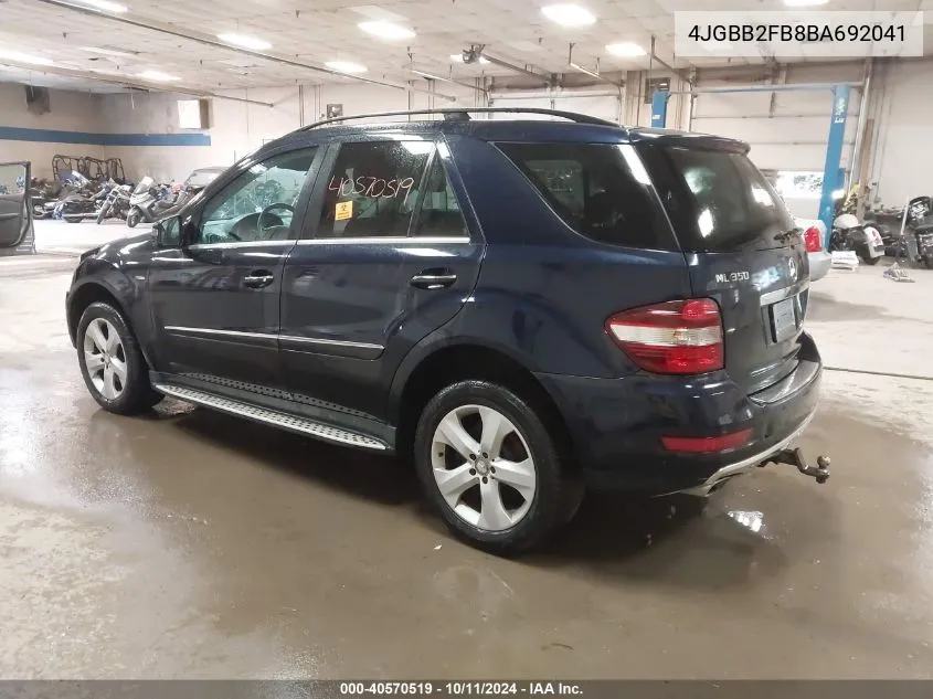 2011 Mercedes-Benz Ml 350 Bluetec 4Matic VIN: 4JGBB2FB8BA692041 Lot: 40570519