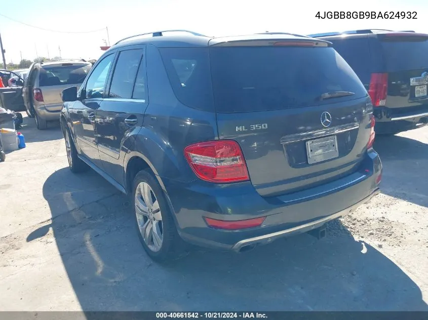 2011 Mercedes-Benz Ml 350 4Matic VIN: 4JGBB8GB9BA624932 Lot: 40661542