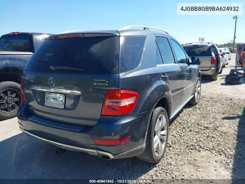 2011 Mercedes-Benz Ml 350 4Matic VIN: 4JGBB8GB9BA624932 Lot: 40661542