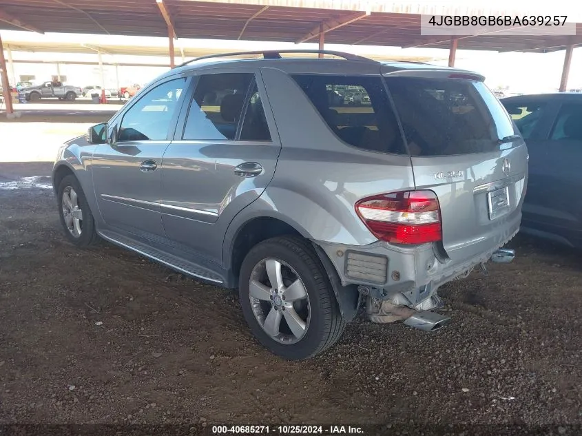 2011 Mercedes-Benz Ml 350 4Matic VIN: 4JGBB8GB6BA639257 Lot: 40685271