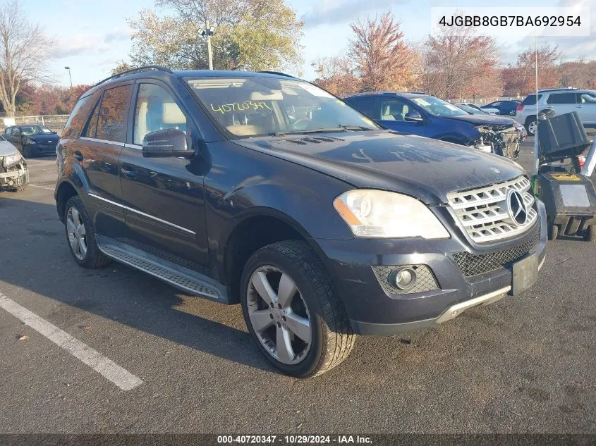 2011 Mercedes-Benz Ml 350 4Matic VIN: 4JGBB8GB7BA692954 Lot: 40720347