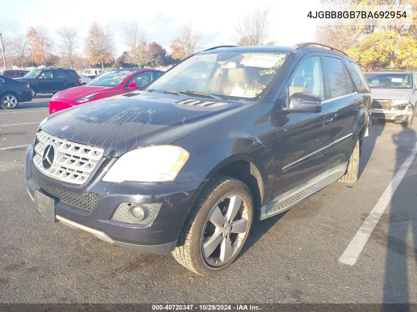 2011 Mercedes-Benz Ml 350 4Matic VIN: 4JGBB8GB7BA692954 Lot: 40720347