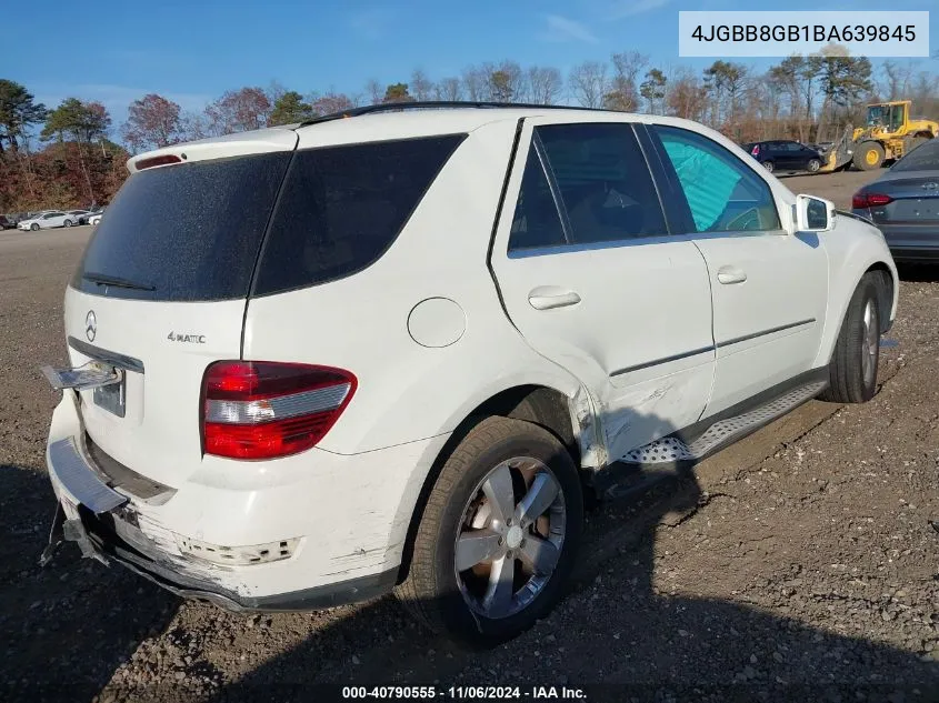 2011 Mercedes-Benz Ml 350 4Matic VIN: 4JGBB8GB1BA639845 Lot: 40790555