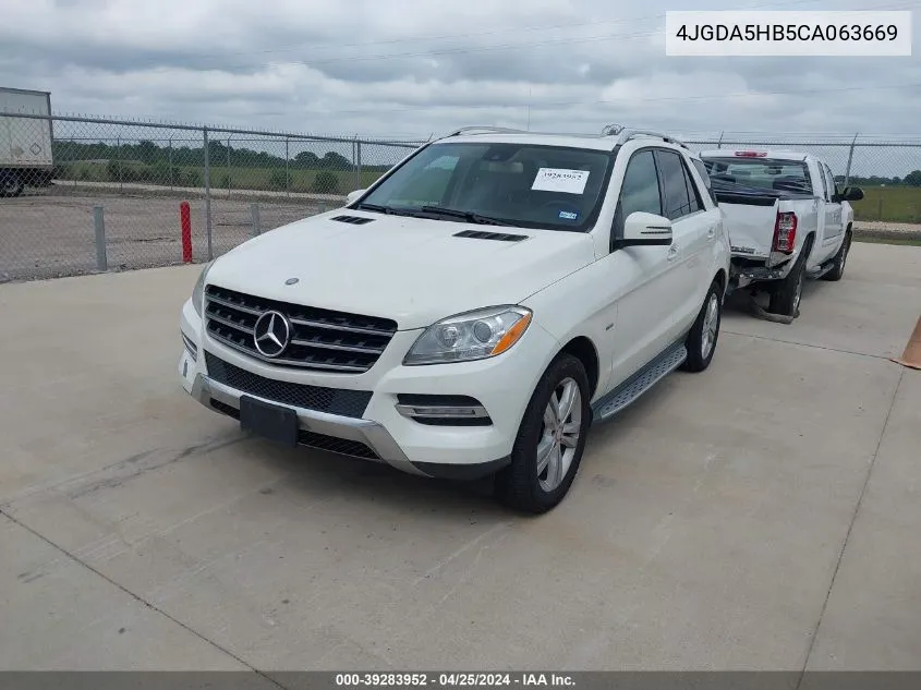 4JGDA5HB5CA063669 2012 Mercedes-Benz Ml 350 4Matic