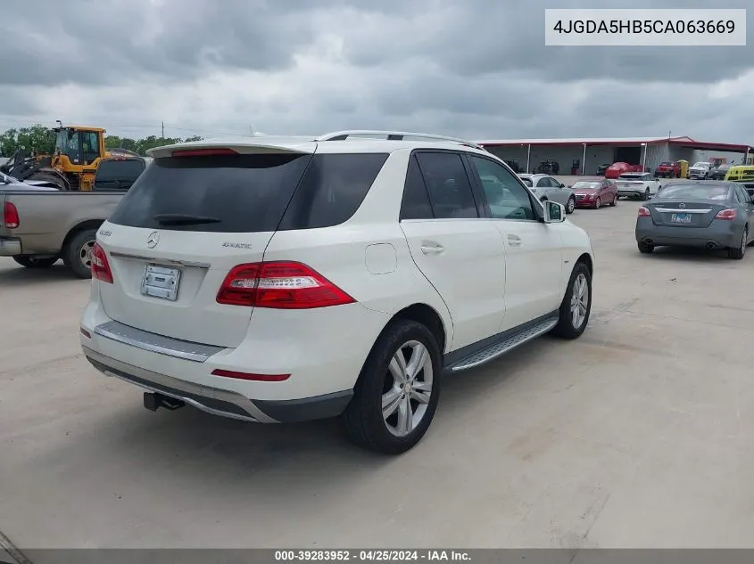 2012 Mercedes-Benz Ml 350 4Matic VIN: 4JGDA5HB5CA063669 Lot: 39283952