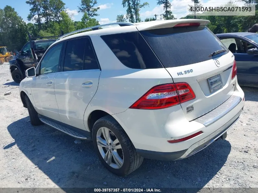 2012 Mercedes-Benz Ml 350 4Matic VIN: 4JGDA5HB5CA071593 Lot: 39757357