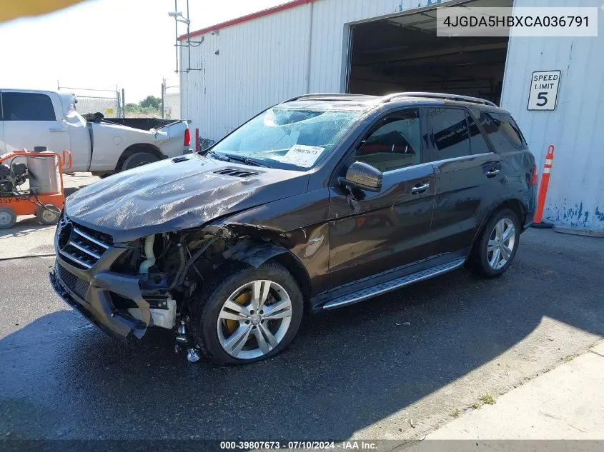 2012 Mercedes-Benz Ml 350 4Matic VIN: 4JGDA5HBXCA036791 Lot: 39807673