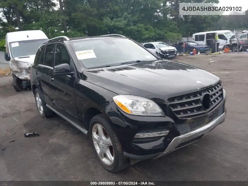 4JGDA5HB3CA029102 2012 Mercedes-Benz Ml 350 4Matic