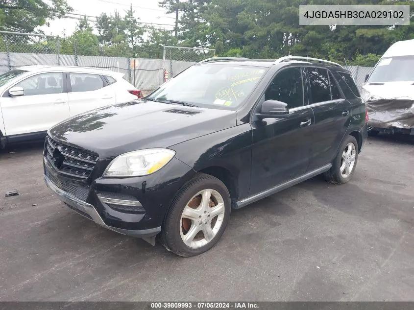 2012 Mercedes-Benz Ml 350 4Matic VIN: 4JGDA5HB3CA029102 Lot: 39809993