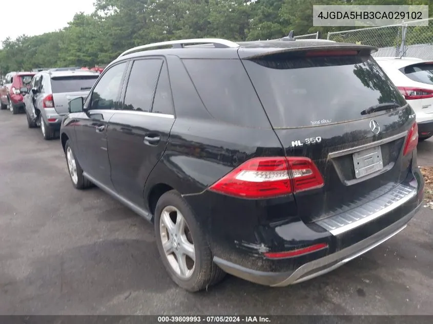 4JGDA5HB3CA029102 2012 Mercedes-Benz Ml 350 4Matic