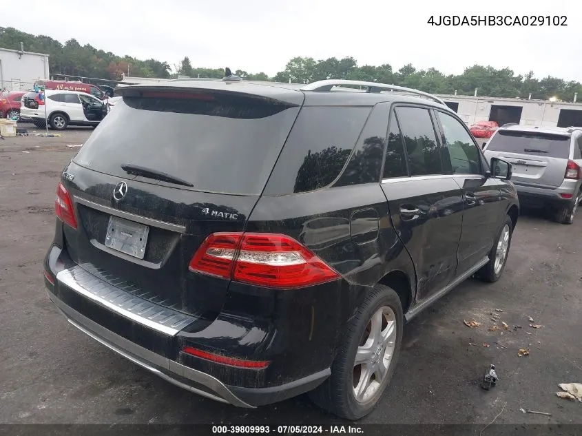 4JGDA5HB3CA029102 2012 Mercedes-Benz Ml 350 4Matic