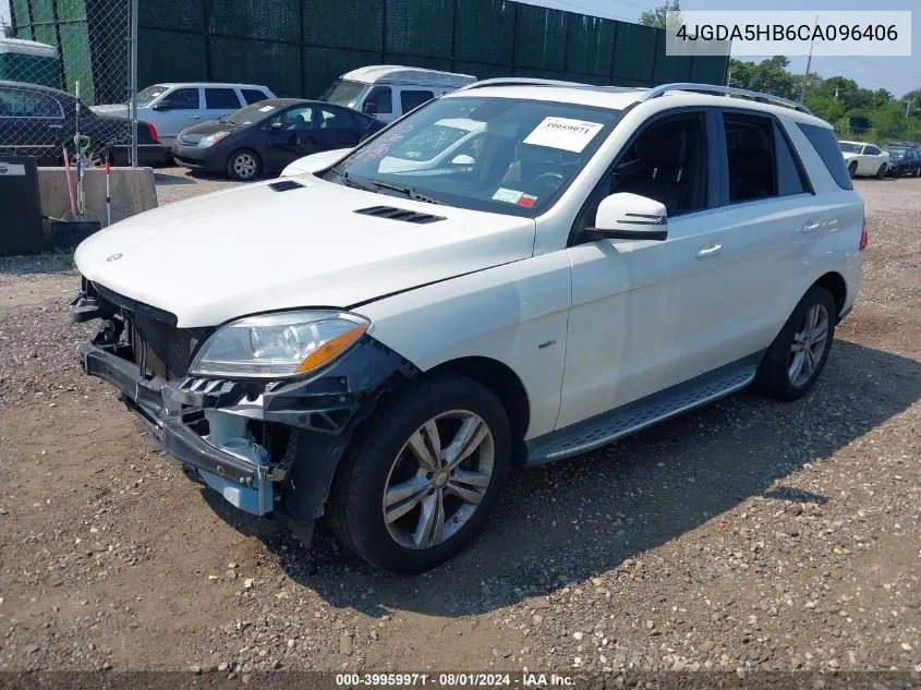 2012 Mercedes-Benz Ml 350 4Matic VIN: 4JGDA5HB6CA096406 Lot: 39959971