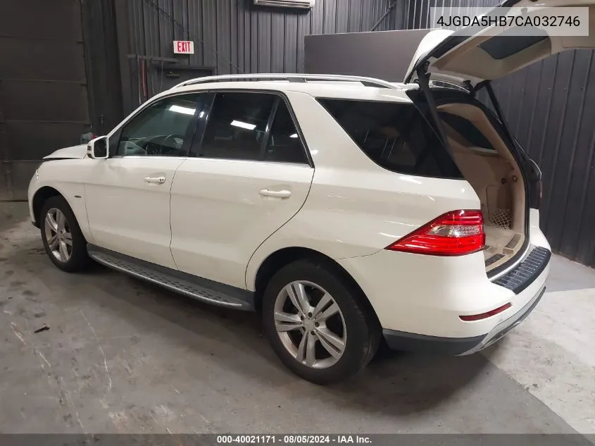 2012 Mercedes-Benz Ml 350 4Matic VIN: 4JGDA5HB7CA032746 Lot: 40021171