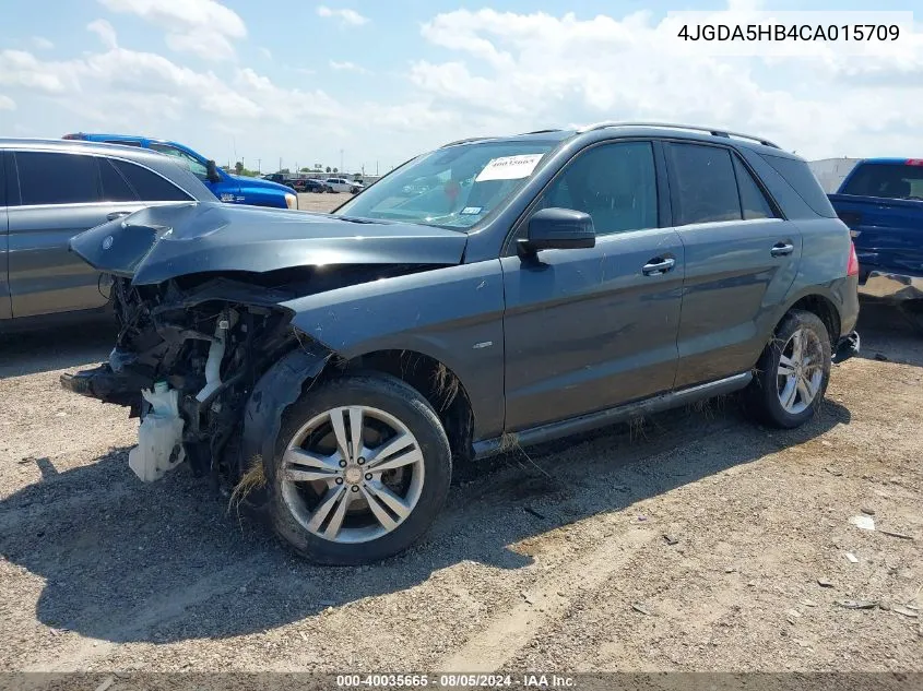 2012 Mercedes-Benz Ml 350 4Matic VIN: 4JGDA5HB4CA015709 Lot: 40035665