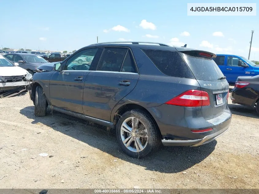 2012 Mercedes-Benz Ml 350 4Matic VIN: 4JGDA5HB4CA015709 Lot: 40035665