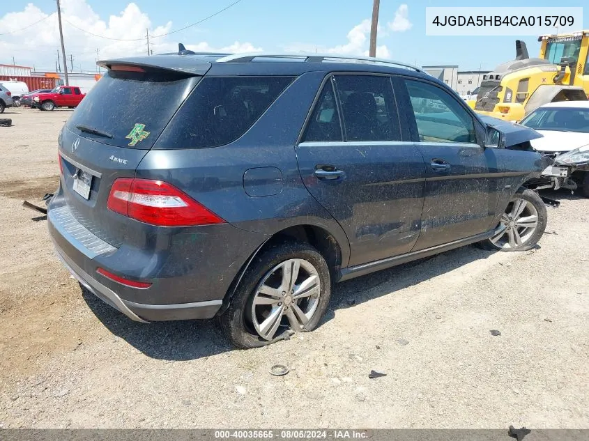 2012 Mercedes-Benz Ml 350 4Matic VIN: 4JGDA5HB4CA015709 Lot: 40035665