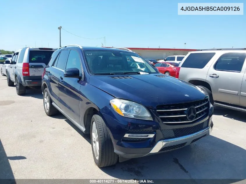 2012 Mercedes-Benz Ml 350 4Matic VIN: 4JGDA5HB5CA009126 Lot: 40114271