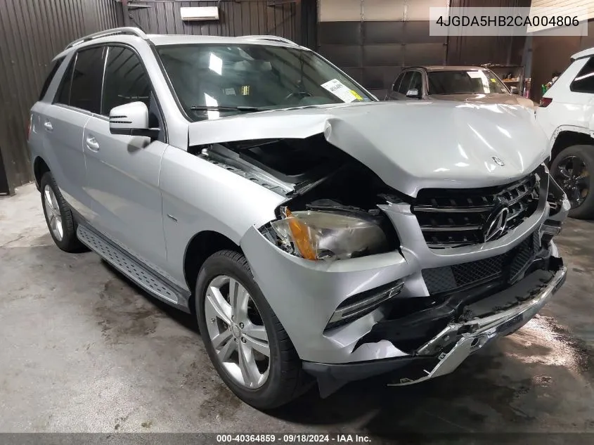 2012 Mercedes-Benz Ml 350 4Matic VIN: 4JGDA5HB2CA004806 Lot: 40364859