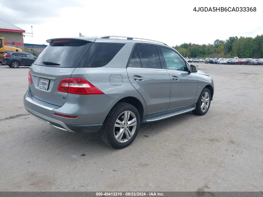 2012 Mercedes-Benz Ml 350 4Matic VIN: 4JGDA5HB6CA033368 Lot: 40413210