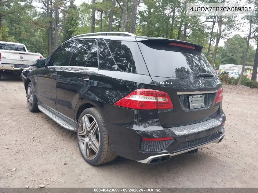 2012 Mercedes-Benz Ml 63 Amg 4Matic VIN: 4JGDA7EB7CA089335 Lot: 40423699