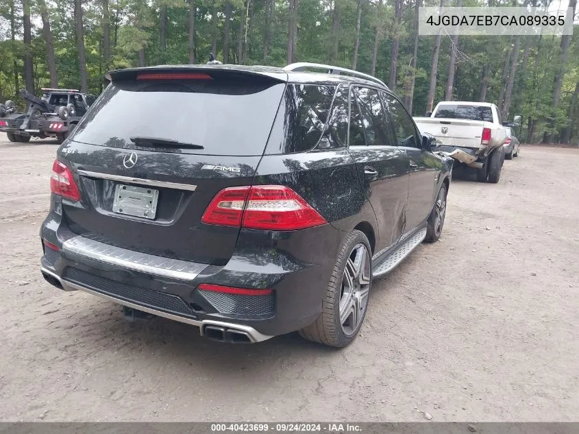 2012 Mercedes-Benz Ml 63 Amg 4Matic VIN: 4JGDA7EB7CA089335 Lot: 40423699